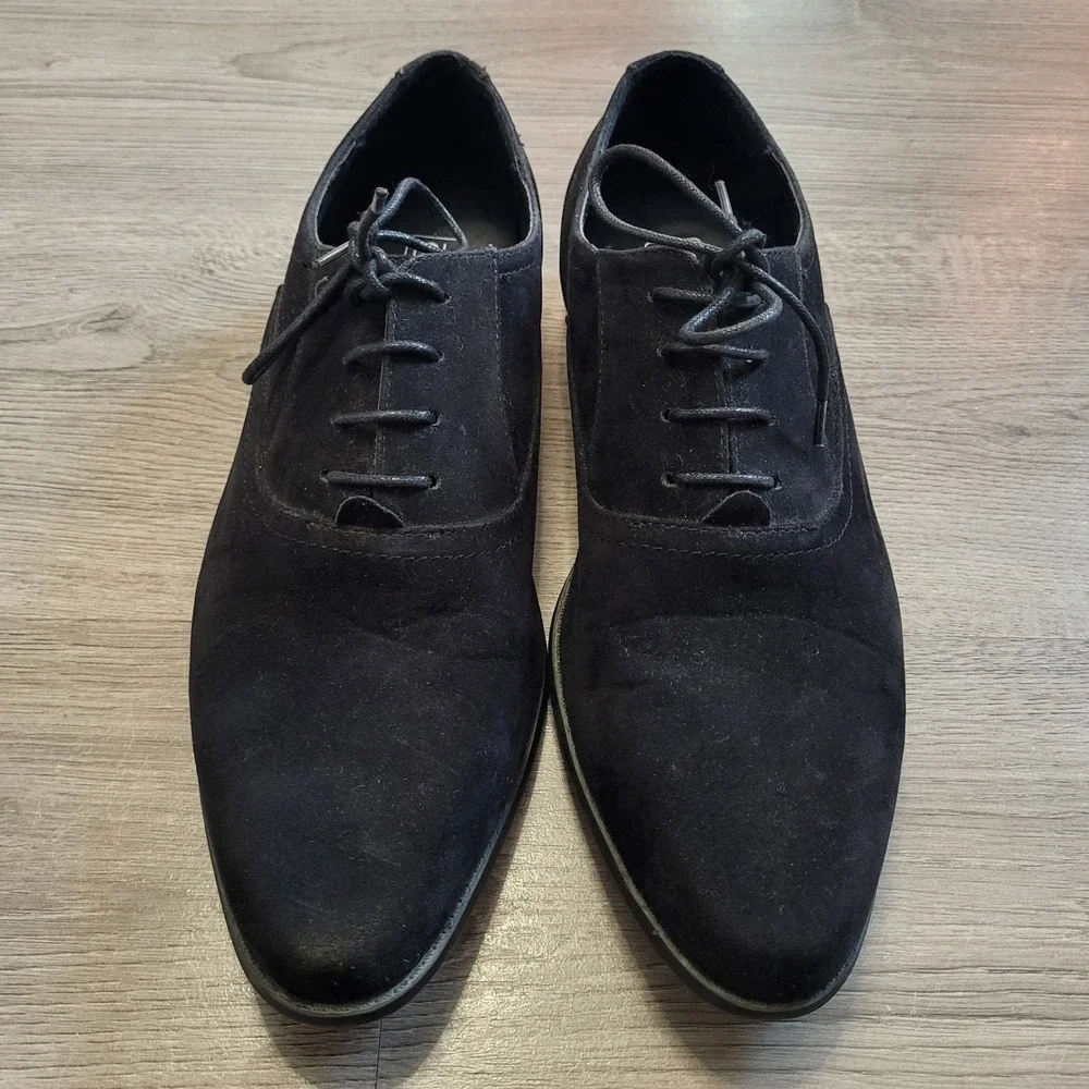 ASOS Mens Black Faux Suede Oxford Dress Shoes Lace Up Formal Almond Toe SIZE 9